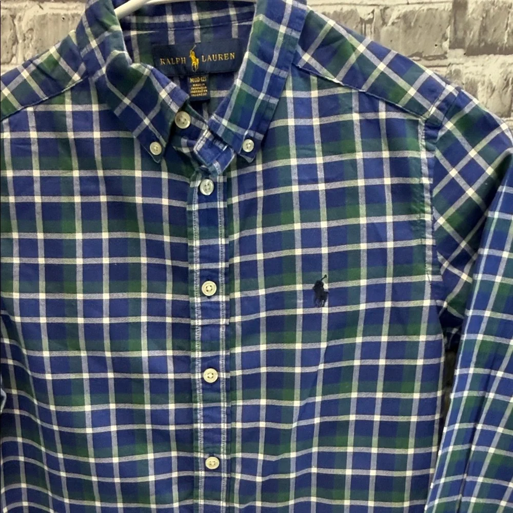 Boy's Ralph Lauren Green and Blue Checkered‎ Shirt